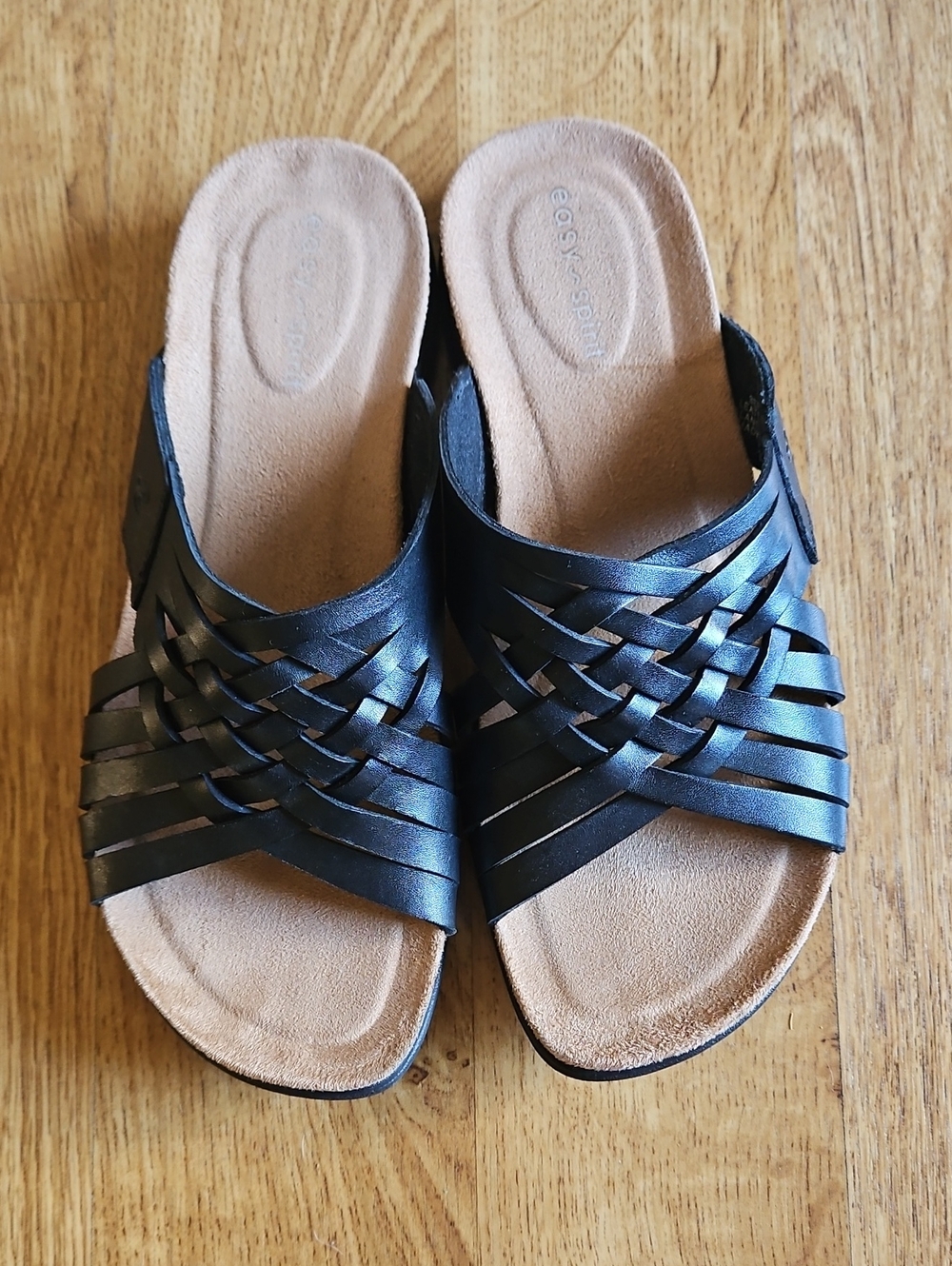 Easy Spirit Black Woven Slide Sandals